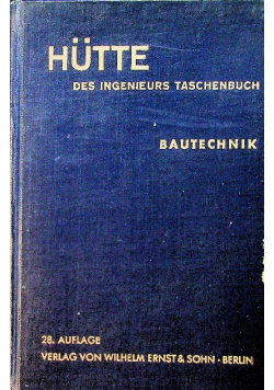 Hutte Des Ingenieurs Taschenbuch Band III Bautechnik