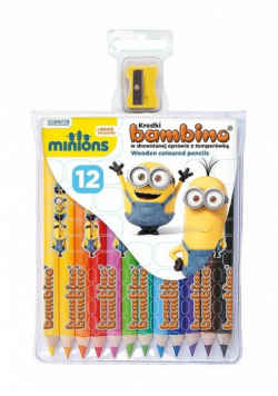 Kredki Bambino Minionki w oprawie drewnianej 12 kolorów z nadrukiem