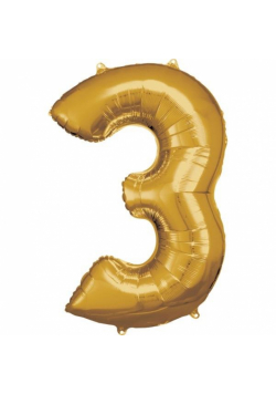 Balon foliowy cyfra 3 złota 58x86cm