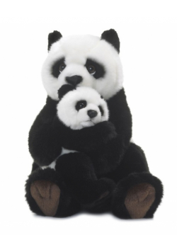 Panda mama z dzieckiem 28 cm