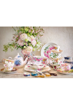 Puzzle Still Life with Porcelain and Flowers 500