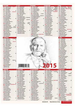 Kalendarz listkowy 2015 Papież