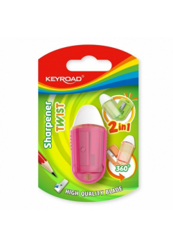 Temperówka plastikowa z gumką pojedyńcza MIX