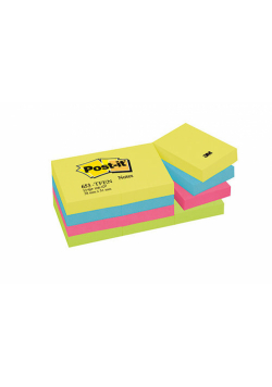Bloczek samoprzylepny POST-IT (653-TFEN), 38x51mm, 12x100 kart., paleta energetyczna