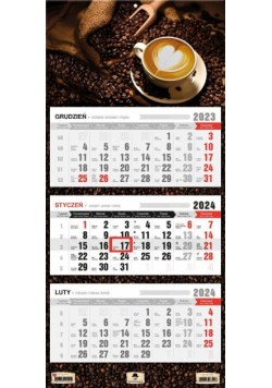 Kalendarz 2024 ścienny trójdzielny Kawa KT-1 v.50