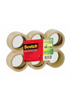 Taśma pakowa do wysyłek SCOTCH Hot-melt (371), 50mm, 66m, transparentna 6 sztuk