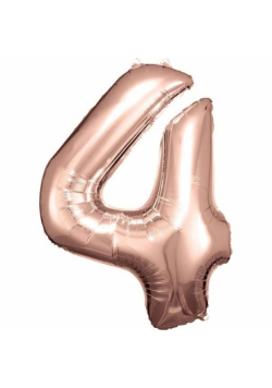 Balon foliowy cyfra 4 różowe złoto 65x86cm
