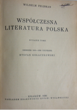 Współczesna literatura polska, 1930 r.