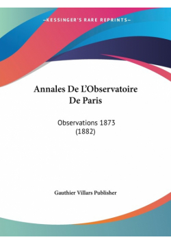 Annales De L'Observatoire De Paris
