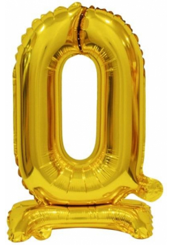 Balon foliowy mini cyfra 0 ze stopką złota 22x40cm