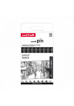 Cienkopis kreślarski PIN 200 czarny różne grubości 005-12 8 szt.
