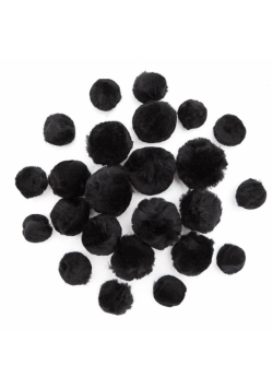 Pompony akrylowe mix czarne 24szt