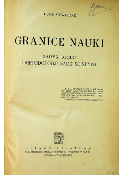 Granice nauki Zarys logiki i metodologii nauk ścisłych 1935 r.