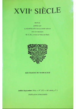 Revue XVIIe Siecle  Nr 192