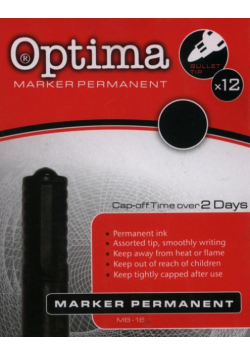 Marker permanentny Optima czarny końcówka okrągła 12 sztuk