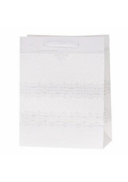 Torebka z brokatem 31x44x12cm biała ROZETTE