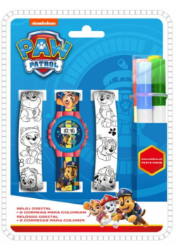 Zegarek cyfrowy z paskami do kolorowania Paw Patrol PW16686