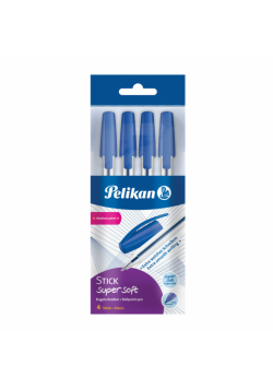 Długopis jednorazowy stick super soft niebieski 4 szt. Pelikan