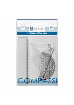 Zestaw geometryczny Compassi 4-elem. Z linijką 15cm w etui