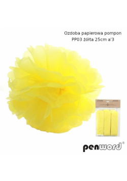 Ozdoba papierowa pompon żółta 25cm 3szt