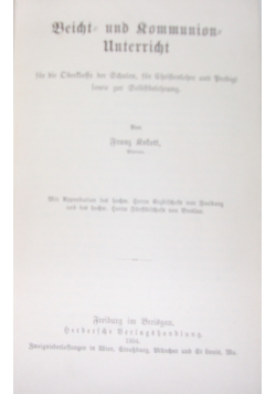 Beicht und Rommunion Unterricht ,1904r.