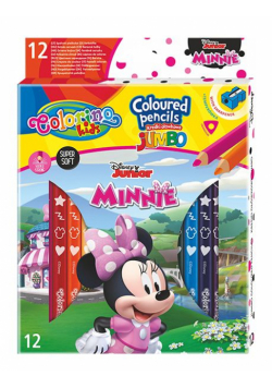 Kredki ołówkowe trójkątne jumbo Minnie Colorino Kids 13 kolorów 12 sztuk z temperówką