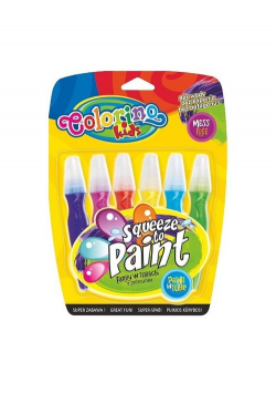 Farby w tubach z pędzelkiem Colorino Kids Squeeze to paint 6 kolorów