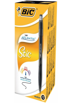 Długopis Atlantis Stic czarny pudełko 12 sztuk