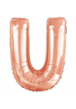 Balon foliowy litera U różowe złoto 65,5x86cm