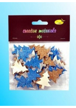 Choinki z pianki brokatowej kolorowe 60szt