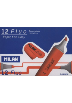 Zakreślacze Milan Fluo płaski pomarańczowe 12 sztuk