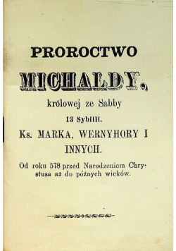 Proroctwo Michaldy królowej ze Sabby