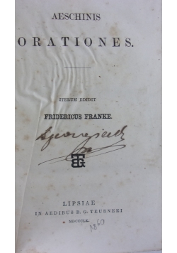 Aeschinis orationes , 1860 r.