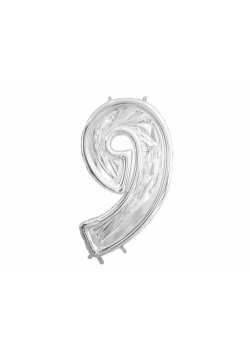 Forma 9 dla balonów lateksowych srebrna 126cm