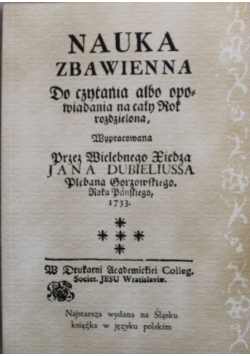 Nauka zbawienna Reprint z 1733 r.