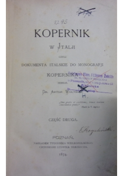 Kopernik w Italji, 1874 r.
