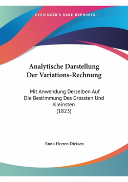 Analytische Darstellung Der Variations-Rechnung