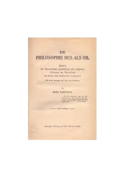 Die Philosophie des Als Ob,1922r