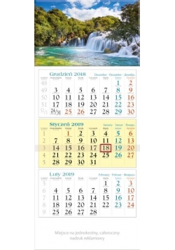 Kalendarz 2019 Trójdzielny Kaskady KT9