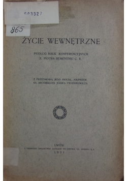 Życie wewnętrzne, 1931r.