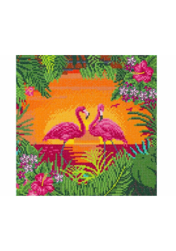 Obraz na płótnie 30x30cm z mozaiką Flamingi