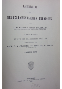 Lehrbuch der Neutestamentlichen Theologie, 1911r.