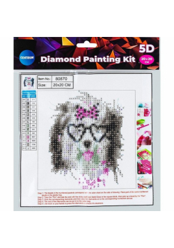 Diamentowa mozaika 5D - Dog in glasses 20x20 80870