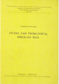 Studia nad twórczością Mikołaja Reja