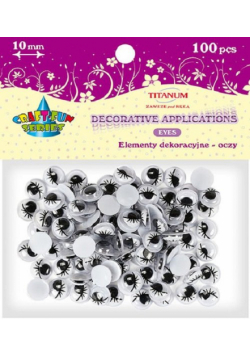 Elementy dekoracyjne oczy samoprzylepne 10mm 100 sztuk