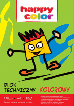 Blok techniczny kolorowy A4 170g 10 arkuszy 20 sztuk