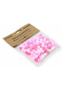 Dekoracje pompony 1cm mix różowy 120szt