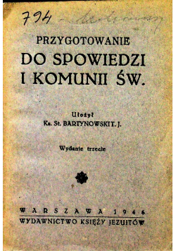 Przygotowanie do spowiedzi i komunii św., 1946 r.