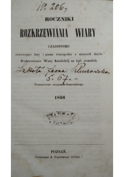 Roczniki rozkrzewiania wiary, 1856 r.