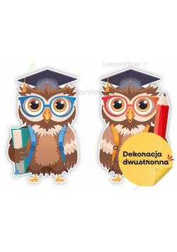 Dekoracje szkolne - Duże sowy w beretach